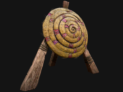 Medieval Wooden Straw Target Dummy for Combat Shooting Range Model 3D