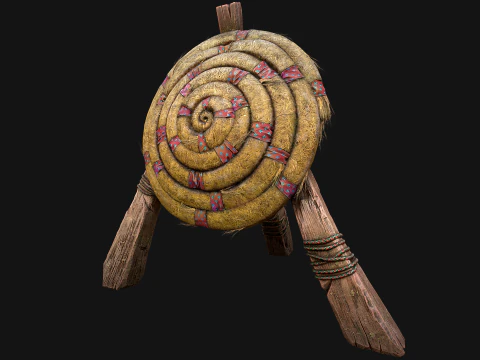 전투 사격장용 중세 나무 밀짚 표적 더미 3D 모델