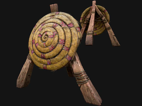 전투 사격장용 중세 나무 밀짚 표적 더미 3D 모델