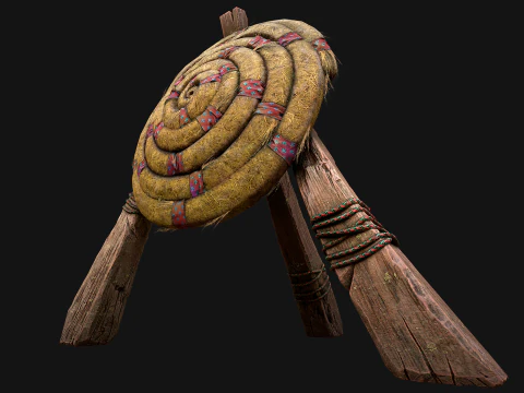 전투 사격장용 중세 나무 밀짚 표적 더미 3D 모델