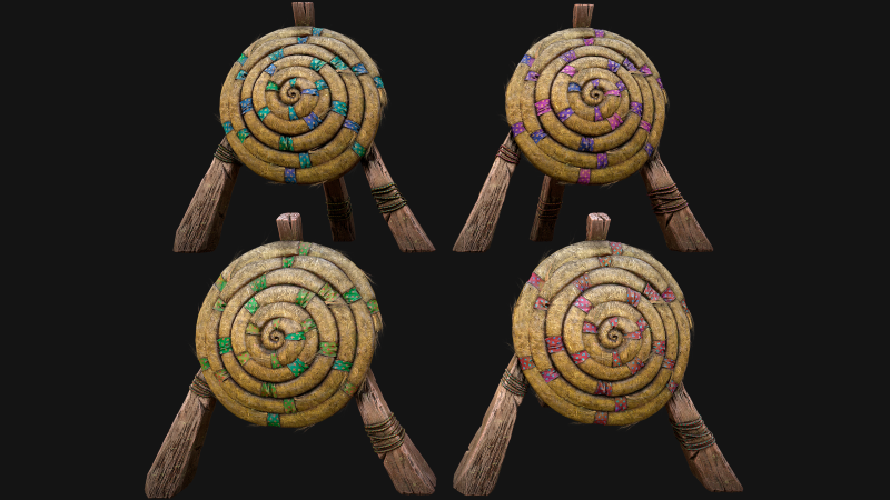 Wooden Target Straw Dummy Medieval Training Camp Pack 3D Model .c4d .max .obj .3ds .fbx .stl .blend