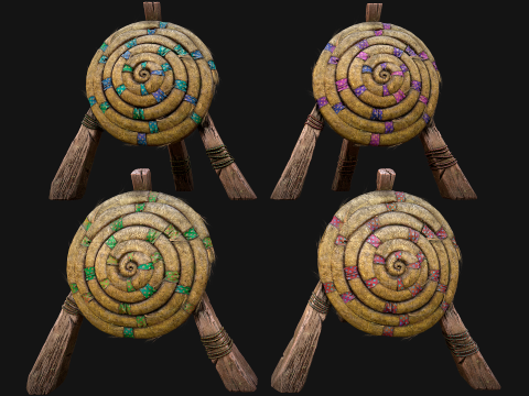Wooden Target Straw Dummy Medieval Training Camp Pack Model 3D