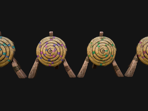 Wooden Target Straw Dummy Medieval Training Camp Pack 3D Model