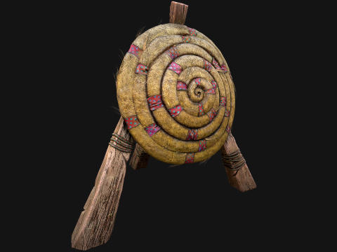 Wooden Target Straw Dummy Medieval Training Camp Pack 3D Model