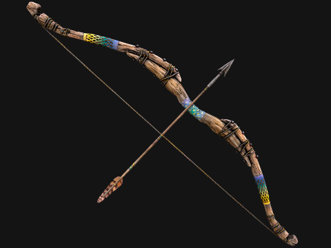 Medieval Wooden Bow Weapon archer Modèle 3D