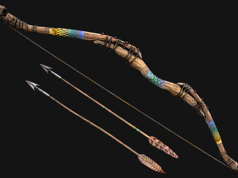 Medieval Wooden Bow Weapon archer Modèle 3D