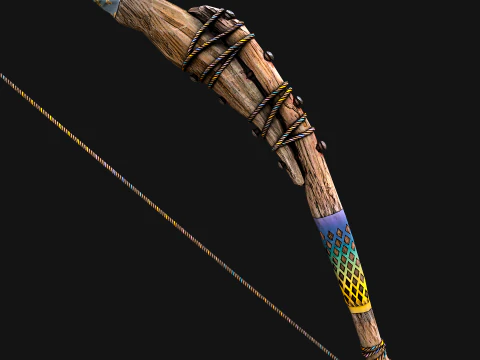 Medieval Wooden Bow Weapon archer 3D Model