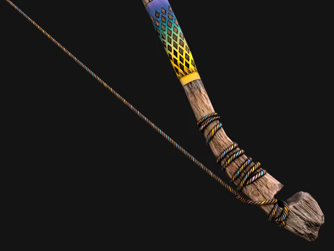 Medieval Wooden Bow Weapon archer 3D Model