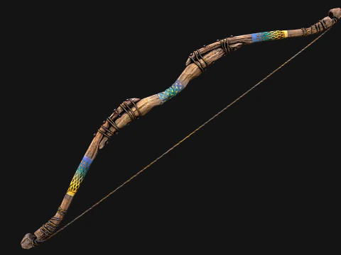 Medieval Wooden Bow Weapon archer 3D Model