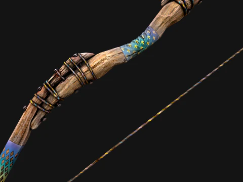 Medieval Wooden Bow Weapon archer 3D Model