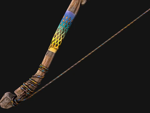 Medieval Wooden Bow Weapon archer 3D Model
