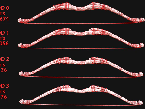 Medieval Wooden Bow Weapon archer 3D Model