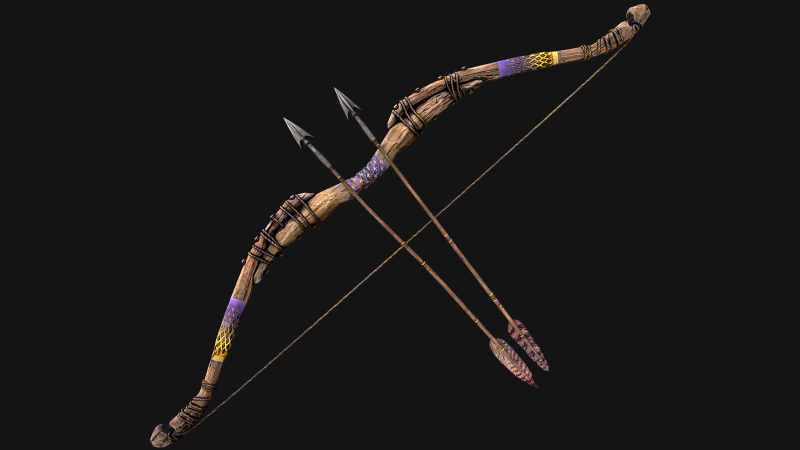 Medieval Wooden Bow Weapon Fair Shooter Modelo 3D .c4d .max .obj .3ds .fbx .stl .blend