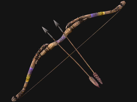 Medieval Wooden Bow Weapon Fair Shooter 3D Модель