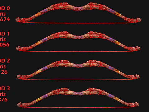 Medieval Wooden Bow Weapon Fair Shooter 3D Model