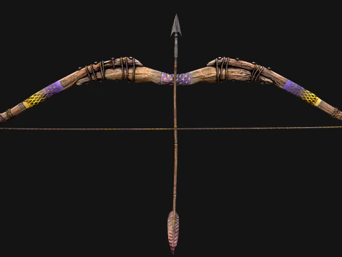 Medieval Wooden Bow Weapon Fair Shooter 3D Model