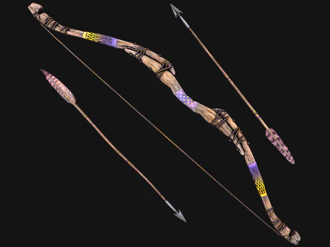 Medieval Wooden Bow Weapon Fair Shooter 3D Model