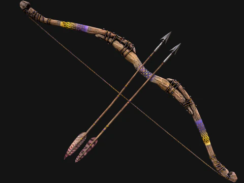 Medieval Wooden Bow Weapon Fair Shooter 3D Model