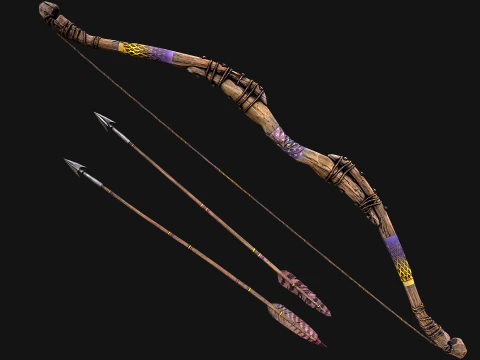 Medieval Wooden Bow Weapon Fair Shooter 3D Model