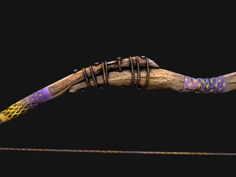 Medieval Wooden Bow Weapon Fair Shooter 3D Model
