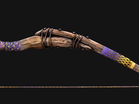 Medieval Wooden Bow Weapon Fair Shooter 3D Model