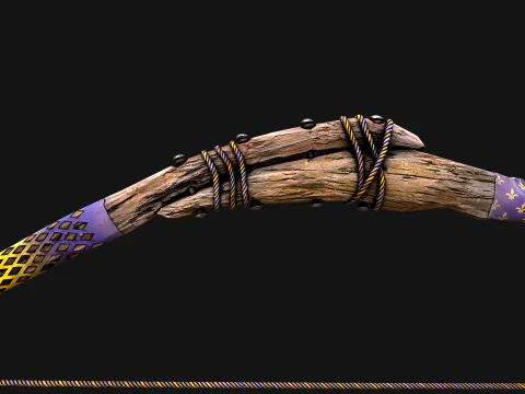Medieval Wooden Bow Weapon Fair Shooter 3D Model