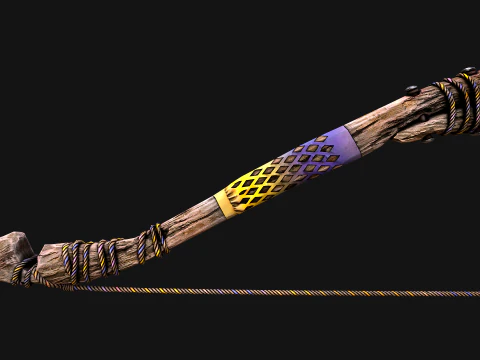 Medieval Wooden Bow Weapon Fair Shooter 3D Model
