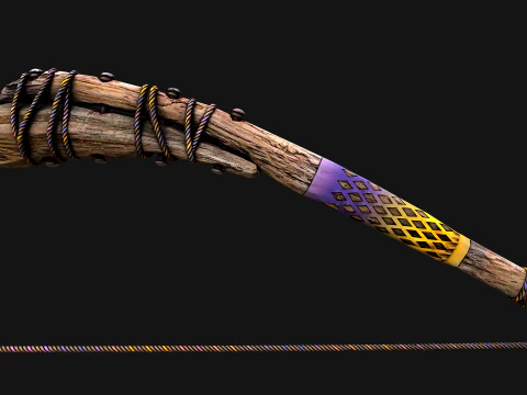 Medieval Wooden Bow Weapon Fair Shooter 3D Model