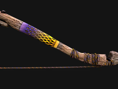 Medieval Wooden Bow Weapon Fair Shooter 3D Model