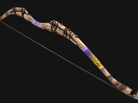 Medieval Wooden Bow Weapon Fair Shooter 3D Model