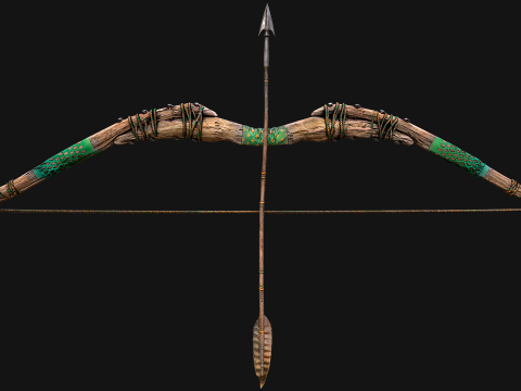 Medieval Wooden Bow Arms Archer Knight Armory 3D Model