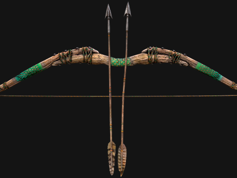 Medieval Wooden Bow Arms Archer Knight Armory 3D Model