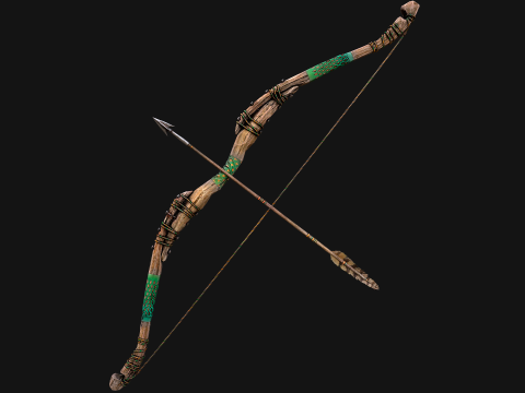 Medieval Wooden Bow Arms Archer Knight Armory 3D Model