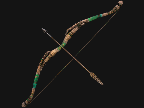 Medieval Wooden Bow Arms Archer Knight Armory 3D Model