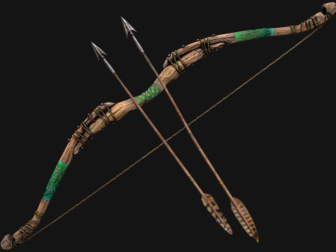 Medieval Wooden Bow Arms Archer Knight Armory 3D Model