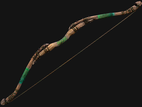 Medieval Wooden Bow Arms Archer Knight Armory 3D Model