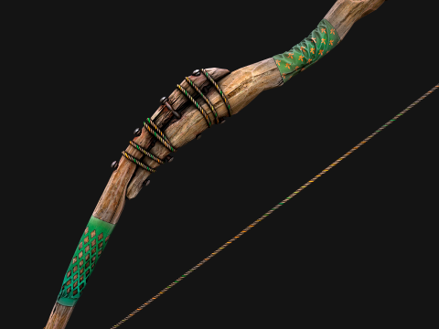 Medieval Wooden Bow Arms Archer Knight Armory 3D Model