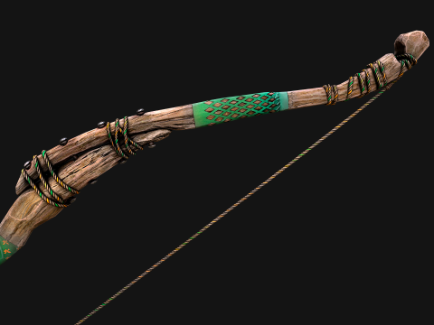 Medieval Wooden Bow Arms Archer Knight Armory 3D Model