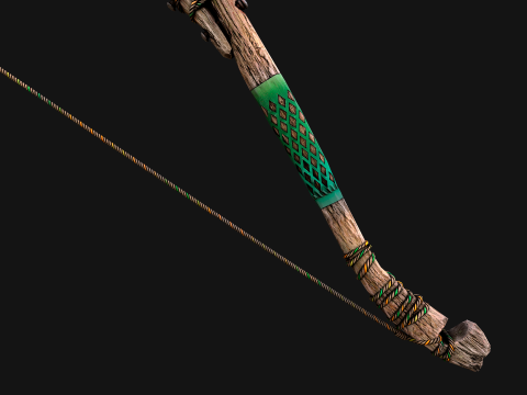 Medieval Wooden Bow Arms Archer Knight Armory 3D Model