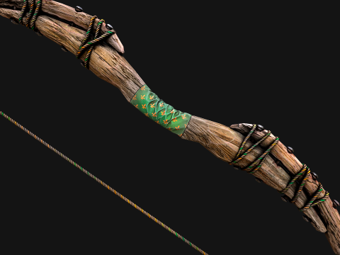 Medieval Wooden Bow Arms Archer Knight Armory 3D Model
