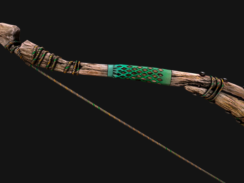 Medieval Wooden Bow Arms Archer Knight Armory 3D Model