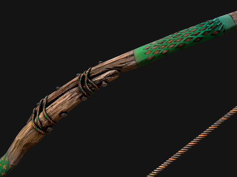 Medieval Wooden Bow Arms Archer Knight Armory 3D Model