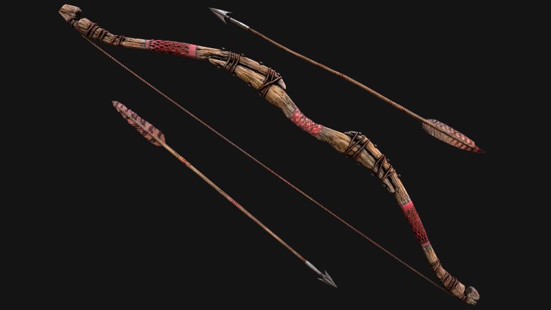 Medieval Wooden War Bow Archer Weapon Armory Model 3D .c4d .max .obj .3ds .fbx .stl .blend