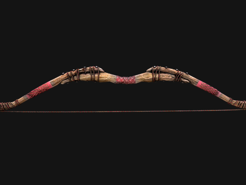 Medieval Wooden War Bow Archer Weapon Armory Model 3D