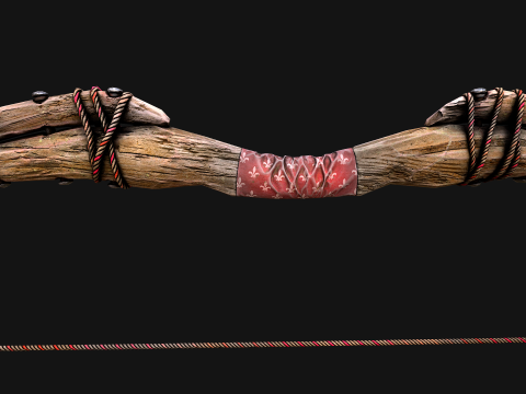 Medieval Wooden War Bow Archer Weapon Armory Model 3D