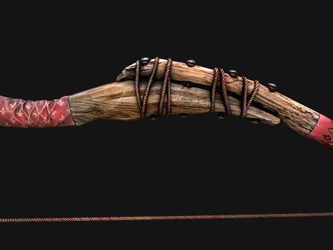 Medieval Wooden War Bow Archer Weapon Armory Model 3D
