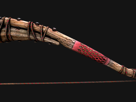 Medieval Wooden War Bow Archer Weapon Armory Model 3D