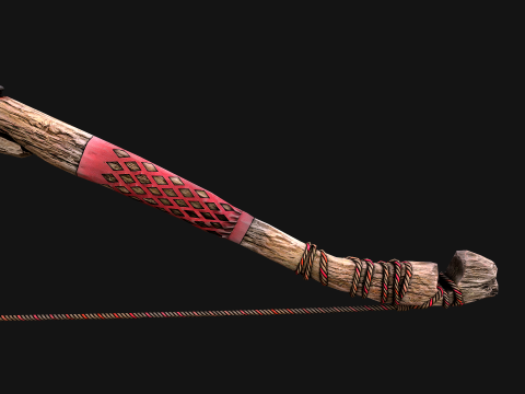 Medieval Wooden War Bow Archer Weapon Armory Model 3D