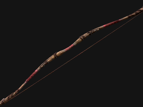 Medieval Wooden War Bow Archer Weapon Armory Model 3D