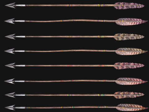 Medieval Wooden Bow Weapon Set 3D 모델